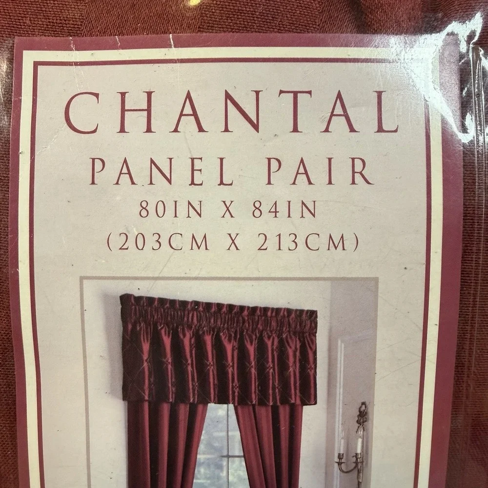 Victoria Classics Chantal Curtain Panel Pair Red 80x84 Velvet Stripe NIP NWT